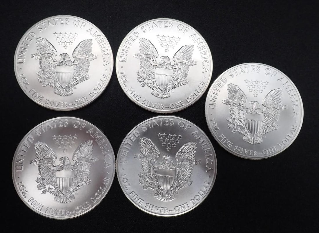 (5) 2014 U.S. American Eagle 1 Ounce .999 Silver Coins - 2
