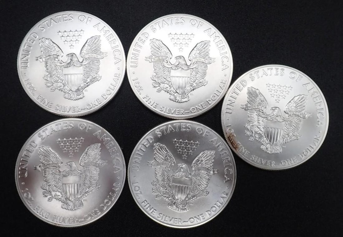(5) 2014 U.S. American Eagle 1 Ounce .999 Silver Coins - 2