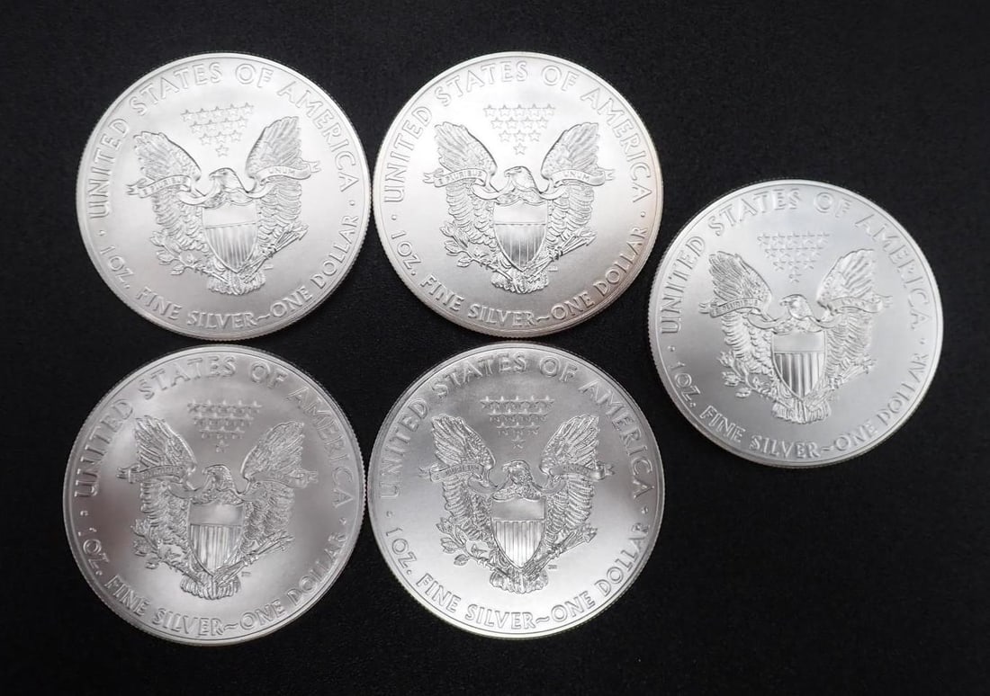 (5) 2014 U.S. American Eagle 1 Ounce .999 Silver Coins - 2