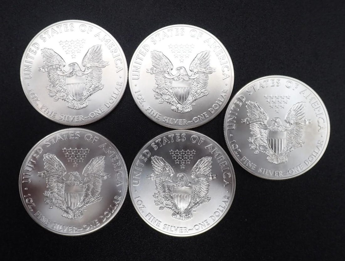 (5) 2014 U.S. American Eagle 1 Ounce .999 Silver Coins - 2