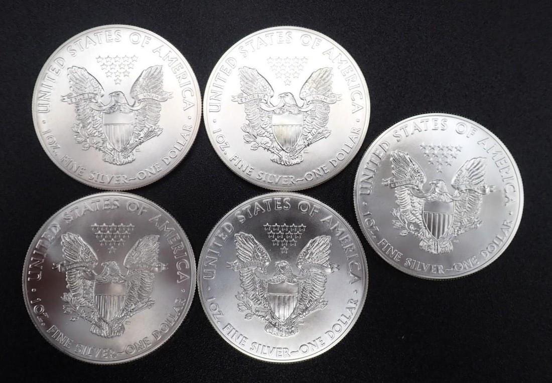 (5) 2014 U.S. American Eagle 1 Ounce .999 Silver Coins - 2