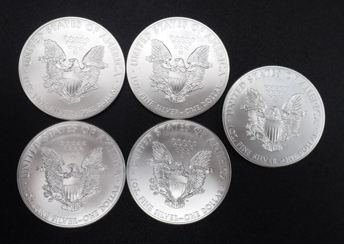(5) 2014 U.S. American Eagle 1 Ounce .999 Silver Coins - 2