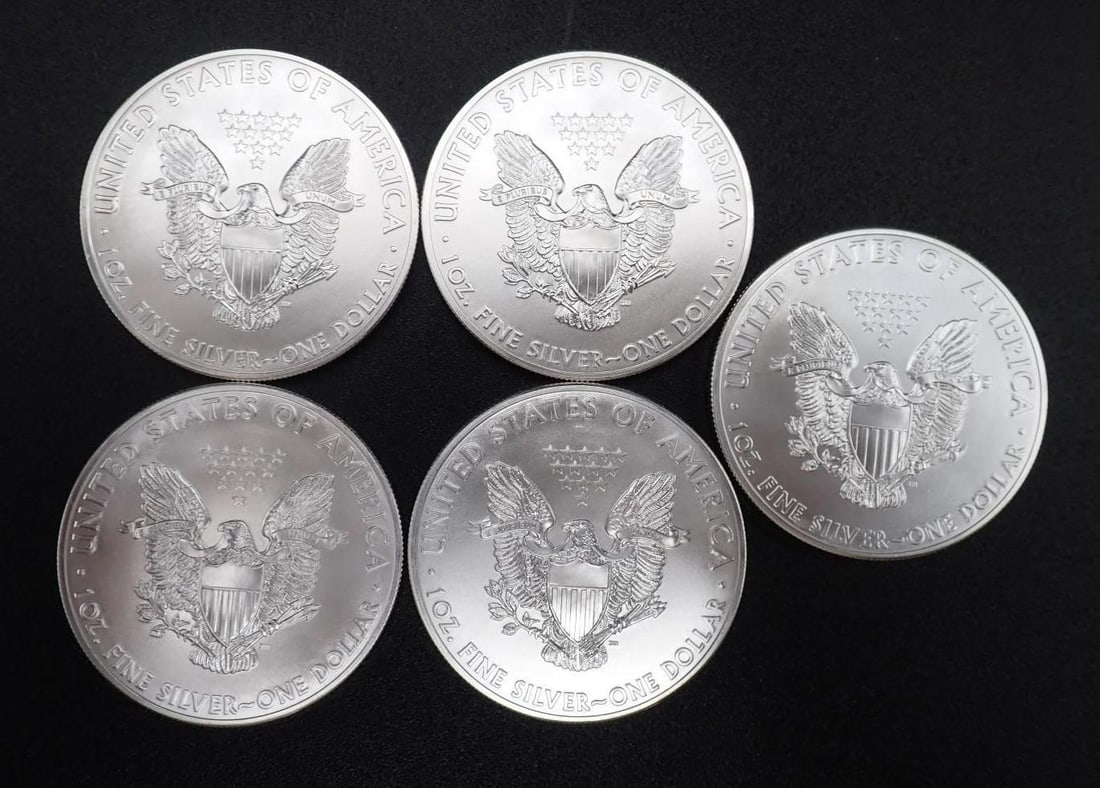 (5) 2014 U.S. American Eagle 1 Ounce .999 Silver Coins - 2