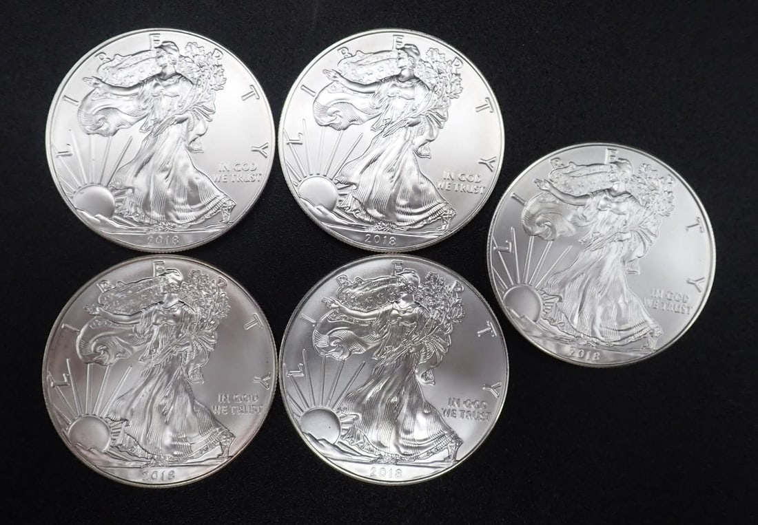 (5) 2014 U.S. American Eagle 1 Ounce .999 Silver Coins: (5) 2014 U.S. American Eagle 1 Ounce .999 Silver Coins -