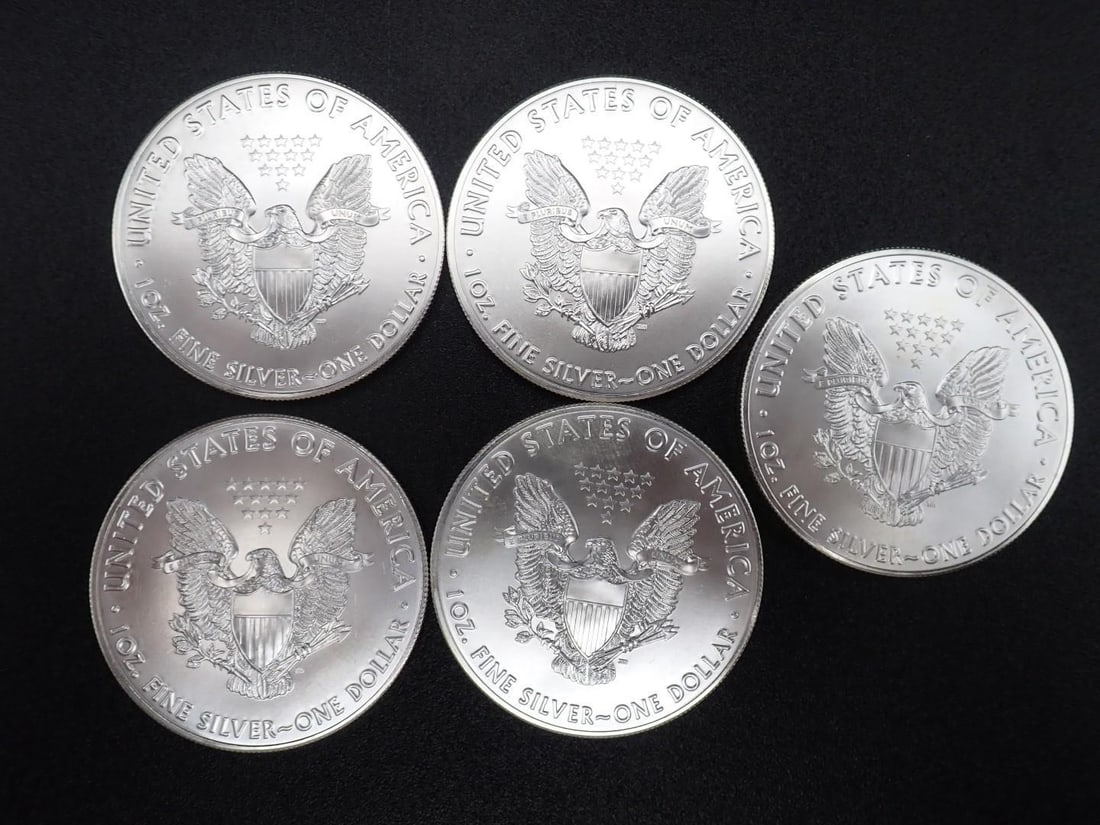 (5) 2014 U.S. American Eagle 1 Ounce .999 Silver Coins - 2