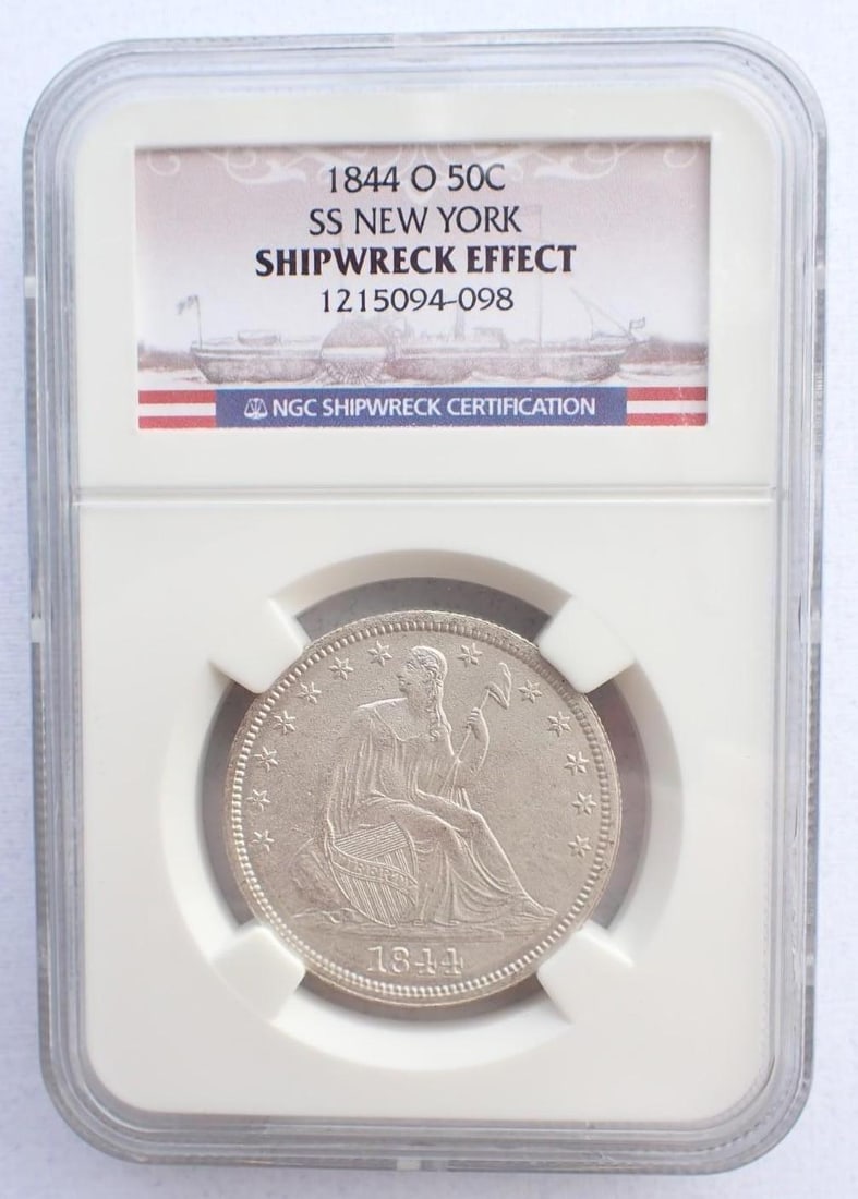 SS New York Shipwreck 1884-O U.S. Half Dollar: SS New York Shipwreck 1884-O U.S. Half Dollar -NGC Shipwreck Effect