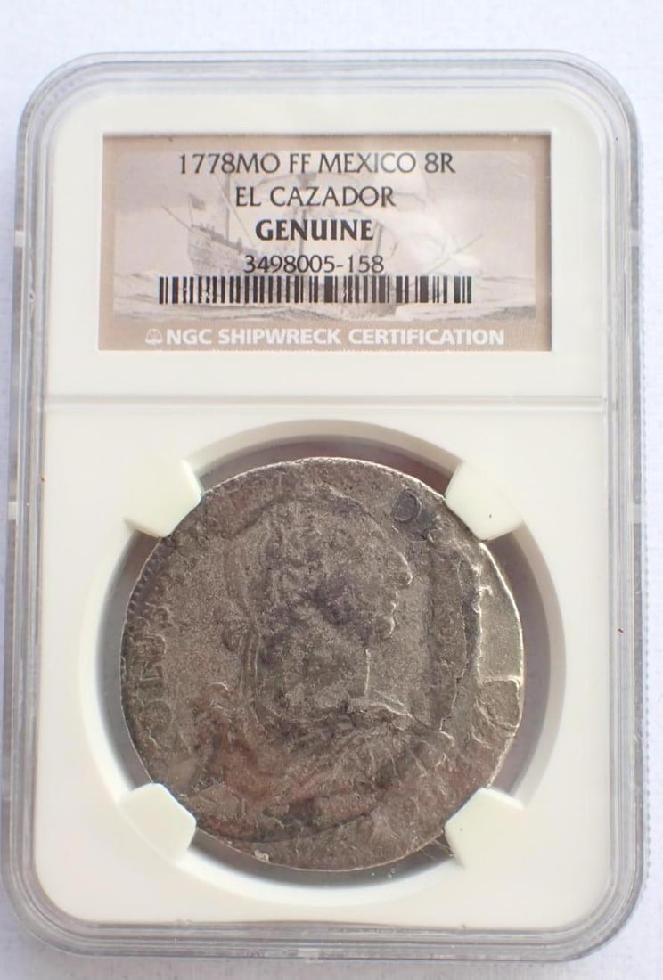 El Cazador Shipwreck 1778MO FF Mexico 8 Reales: El Cazador Shipwreck 1778MO FF Mexico 8 Reales -NGC Genuine