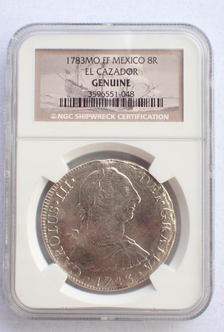 El Cazador Shipwreck 1783MO FF Mexico 8 Reales: El Cazador Shipwreck 1783MO FF Mexico 8 Reales -NGC Genuine