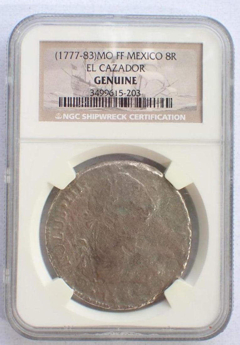 El Cazador Shipwreck (1777-1783)MO FF Mexico 8 Reales: El Cazador Shipwreck (1777-1783)MO FF Mexico 8 Reales -NGC Genuine