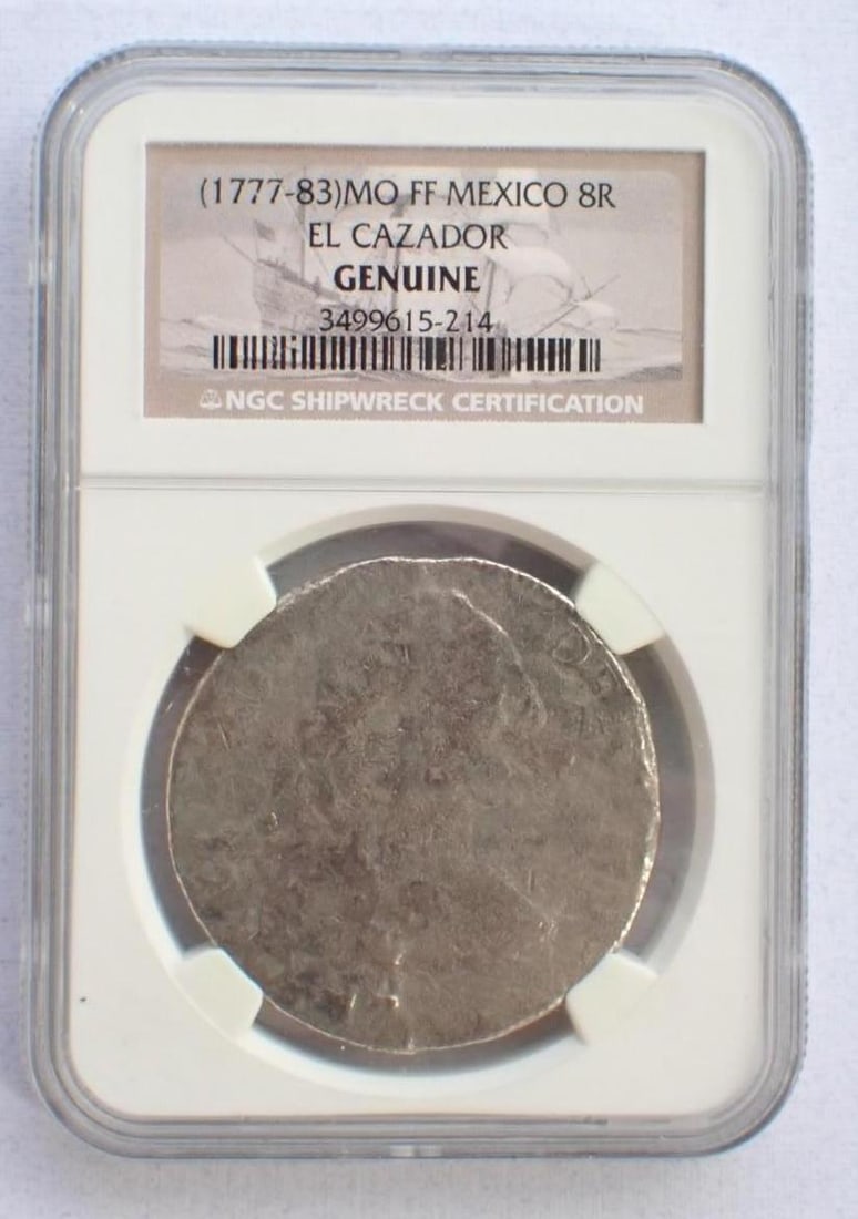 El Cazador Shipwreck (1777-1783)MO FF Mexico 8 Reales: El Cazador Shipwreck (1777-1783)MO FF Mexico 8 Reales -NGC Genuine
