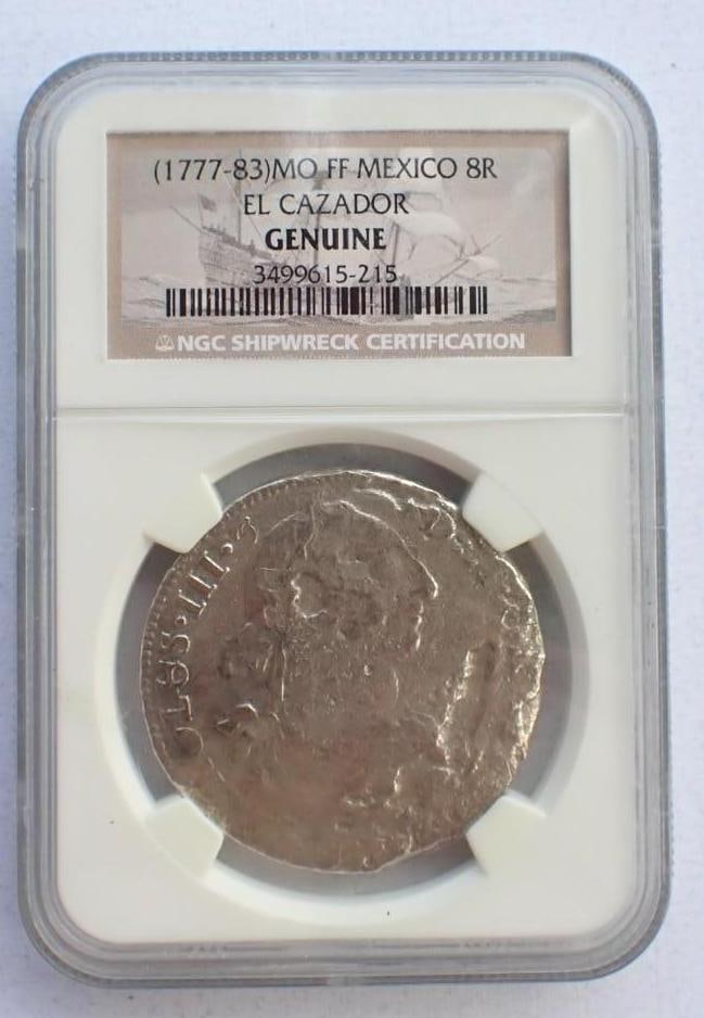 El Cazador Shipwreck (1777-1783)MO FF Mexico 8 Reales: El Cazador Shipwreck (1777-1783)MO FF Mexico 8 Reales -NGC Genuine