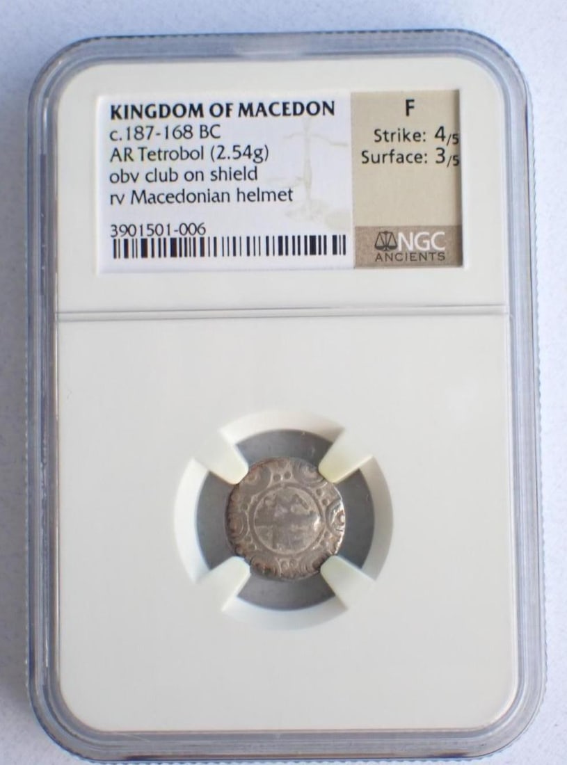 Ancient Coin: Kingdom of Macedon (c. 187-168 BC) AR Tetrobol: Ancient Coin: Kingdom of Macedon (c. 187-168 BC) AR Tetrobol -NGC F