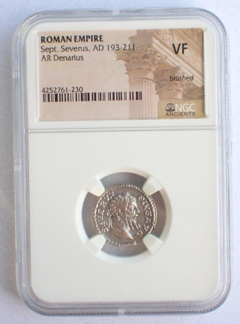 Ancient Coin: Roman Empire Sept. Severus (AD 193-211) AR Denarius: Ancient Coin: Roman Empire Sept. Severus (AD 193-211) AR Denarius -NGC VF