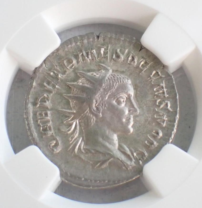 Ancient Coin: Roman Empire Herennius Etruscus (AD 251) AR Double-Denarius - 2