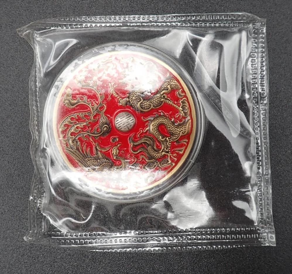 Cased 2015 China Dragon & Phoenix Trimetallic Medal - 3