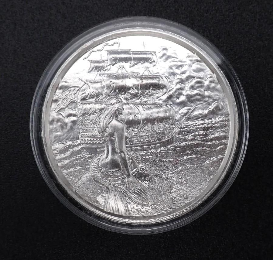 "No Prey No Pay" Privateer Mermaid 2 Ounce .999 Silver Medal - 2