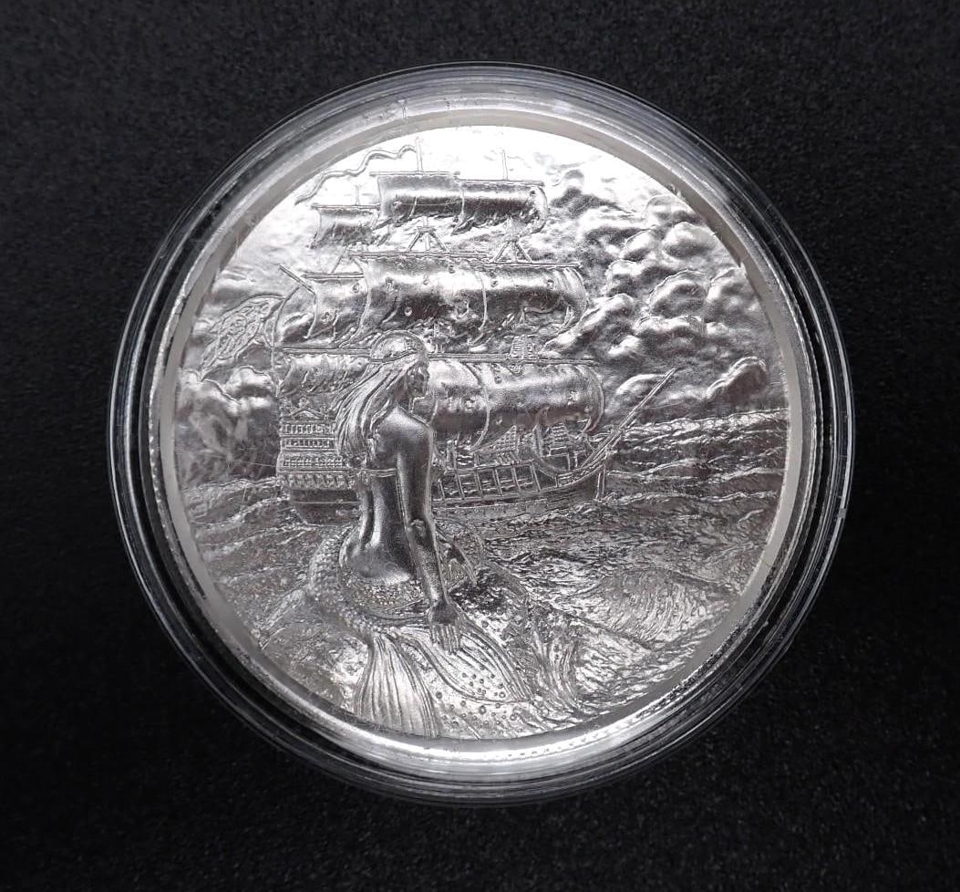 "No Prey No Pay" Privateer Mermaid 2 Ounce .999 Silver Medal - 2