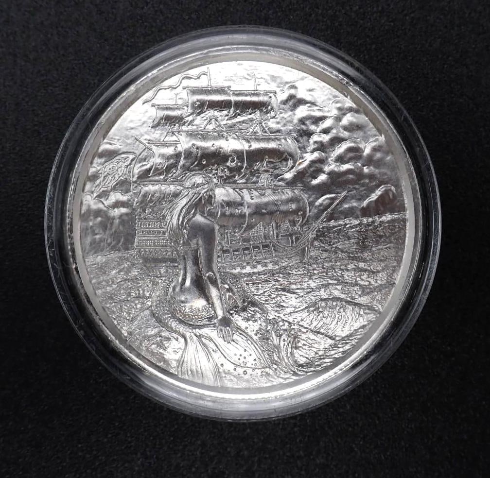 "No Prey No Pay" Privateer Mermaid 2 Ounce .999 Silver Medal - 2