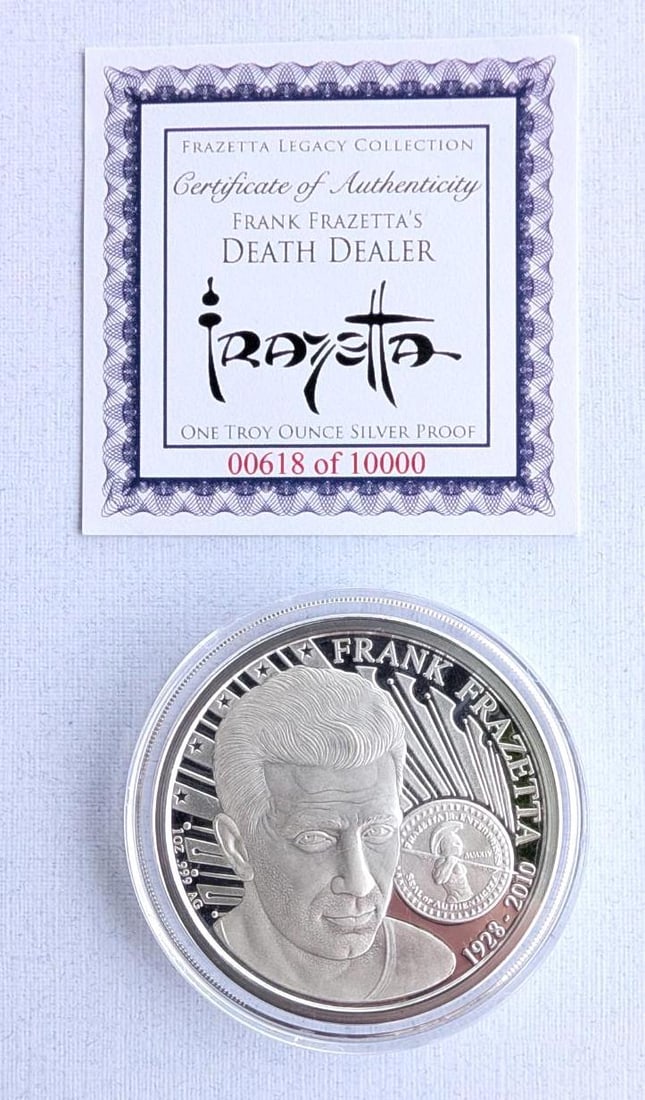 (3) Frank Frazetta Proof "Death Dealer" 1 Ounce .999 Silver Rounds - 2