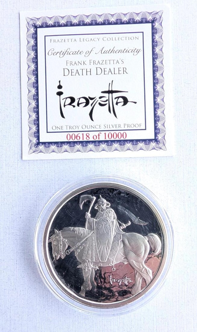 (3) Frank Frazetta Proof "Death Dealer" 1 Ounce .999 Silver Rounds - 3