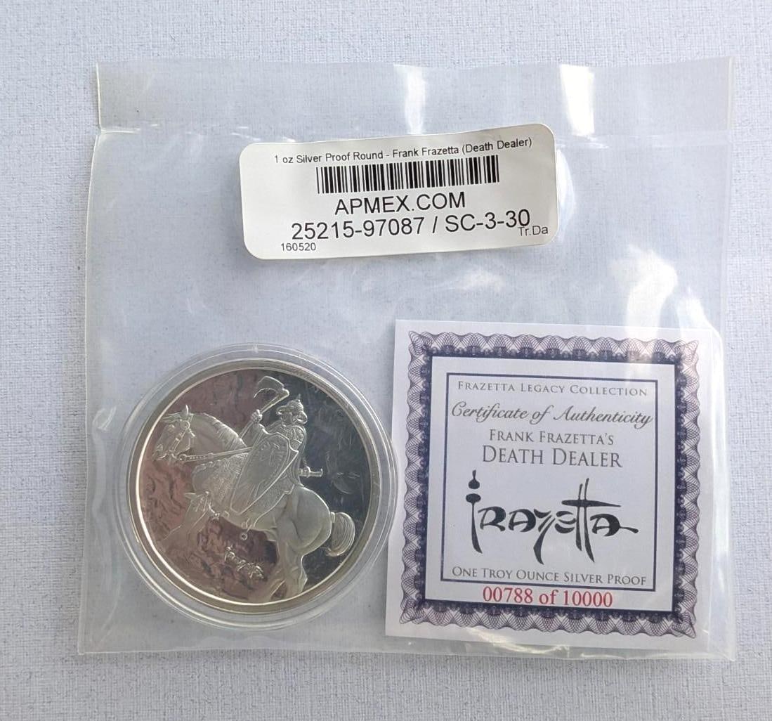 (2) Frank Frazetta Antique Finish 1 Ounce .999 Silver Rounds - 2