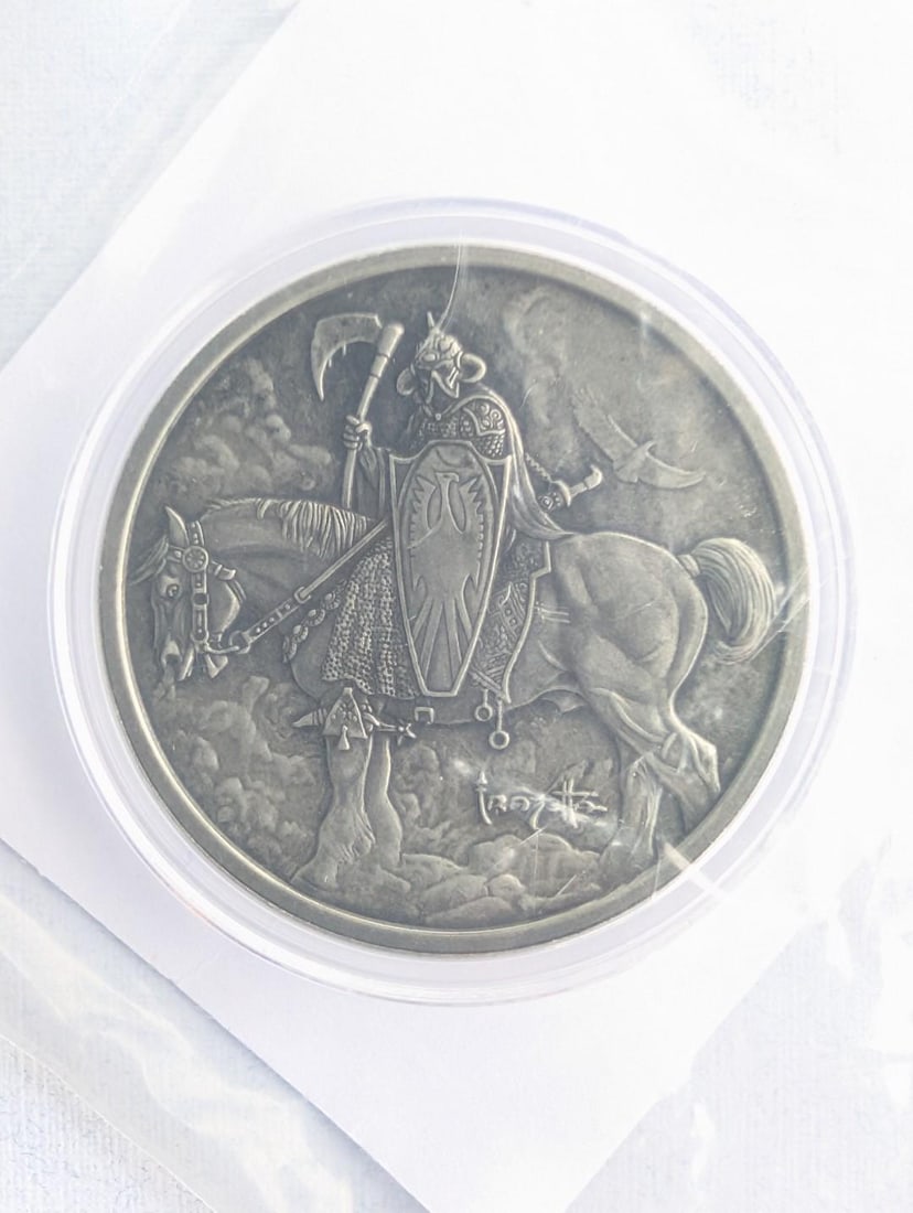 (3) Frank Frazetta Antique Finish "Death Dealer" 1 Ounce .999 Silver Rounds - 4