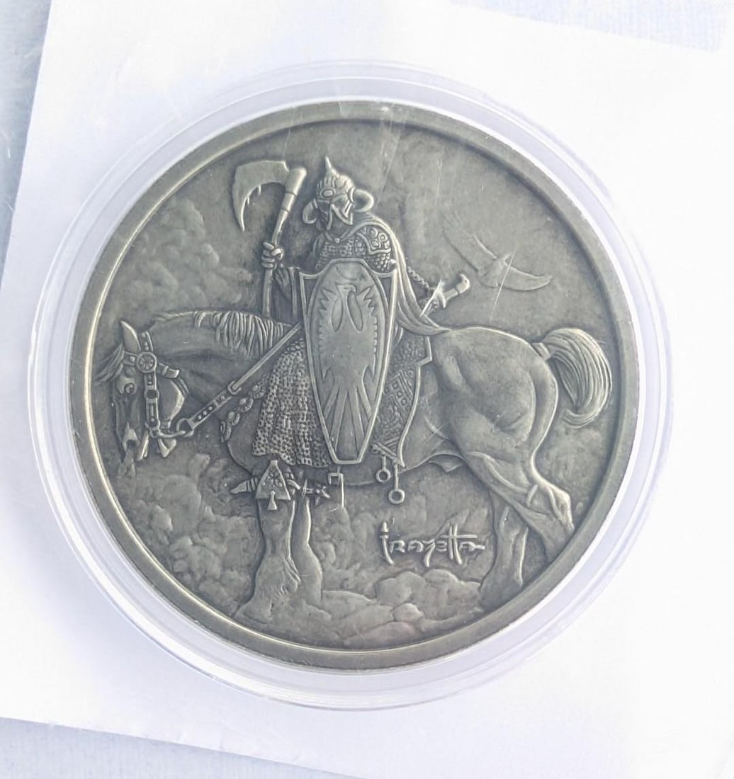 (3) Frank Frazetta Antique Finish "Death Dealer" 1 Ounce .999 Silver Rounds - 6