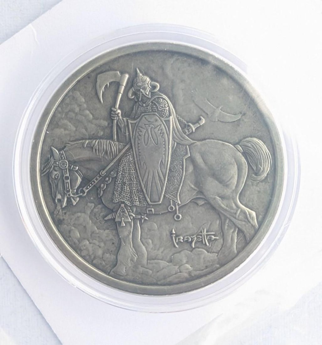 (3) Frank Frazetta Antique Finish "Death Dealer" 1 Ounce .999 Silver Rounds - 8