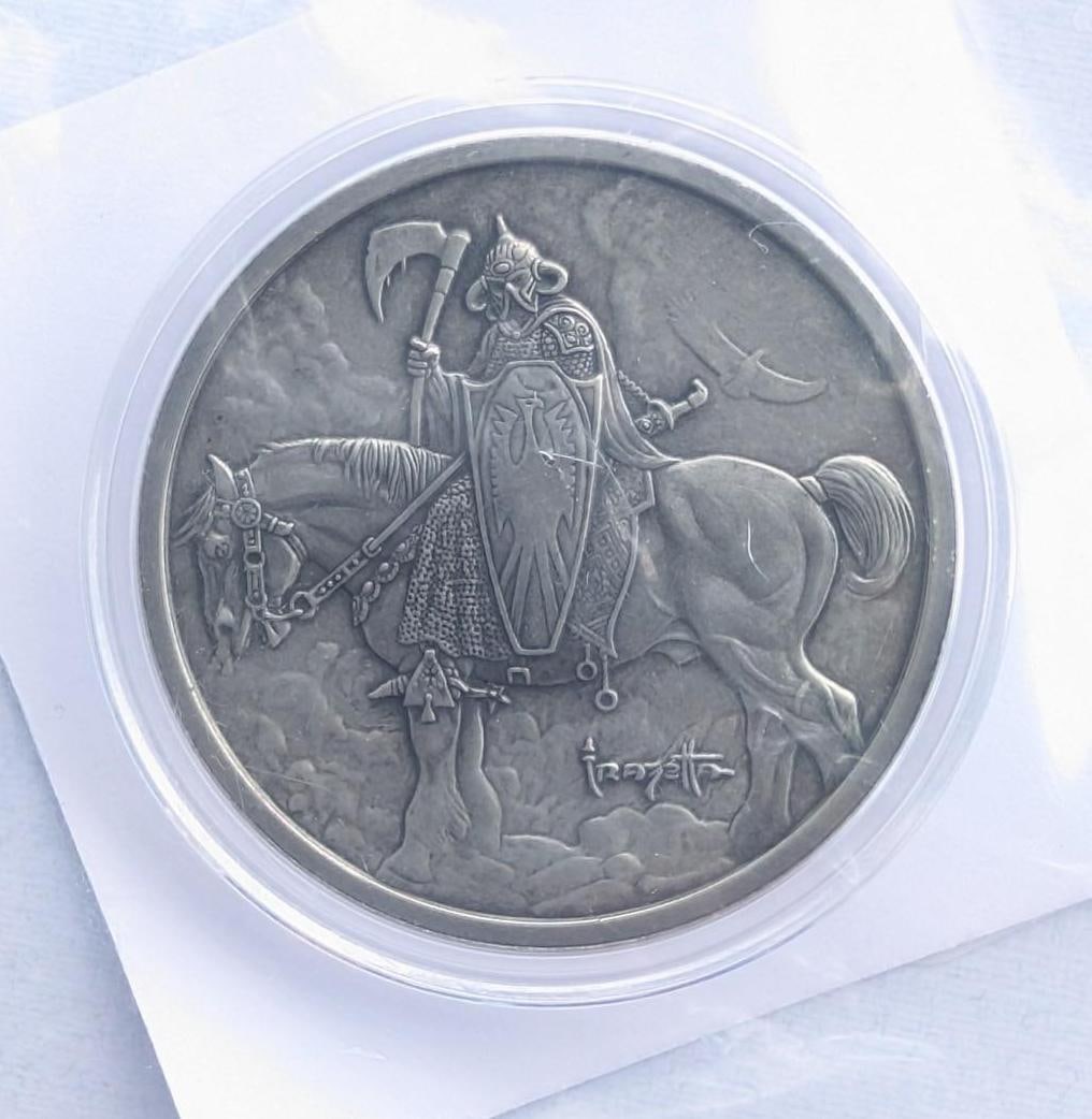 (3) Frank Frazetta Antique Finish "Death Dealer" 1 Ounce .999 Silver Rounds - 4
