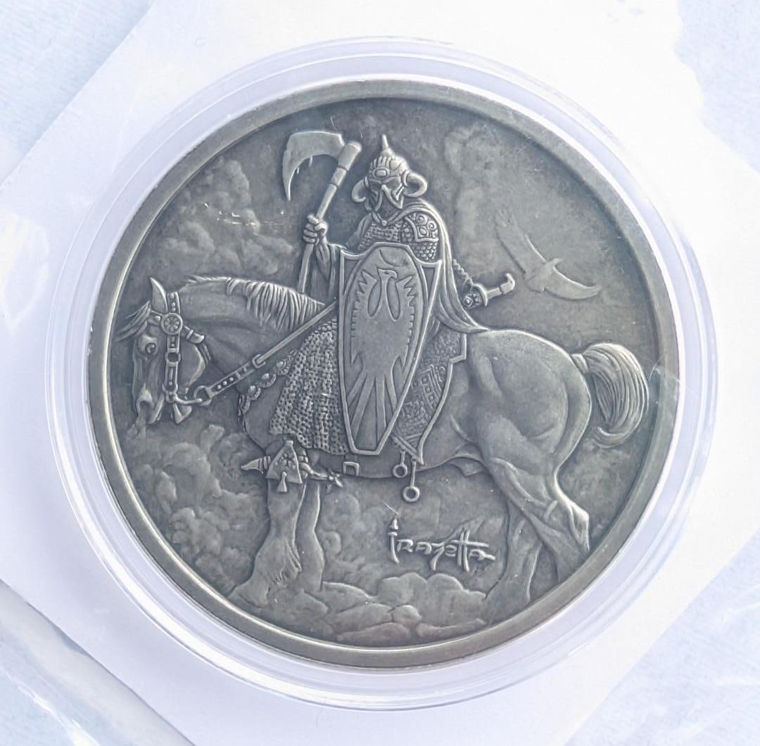 (3) Frank Frazetta Antique Finish "Death Dealer" 1 Ounce .999 Silver Rounds - 6