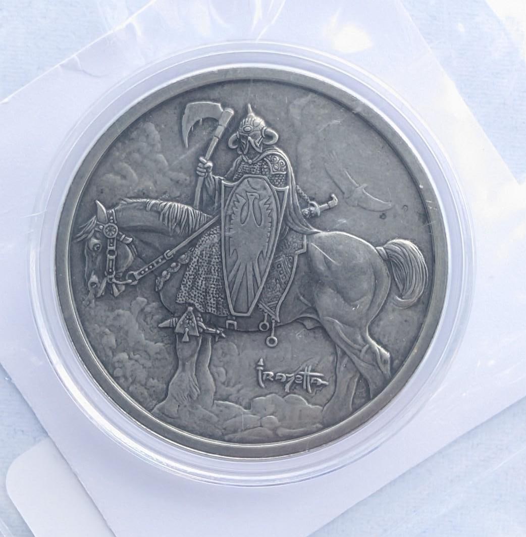 (3) Frank Frazetta Antique Finish "Death Dealer" 1 Ounce .999 Silver Rounds - 8
