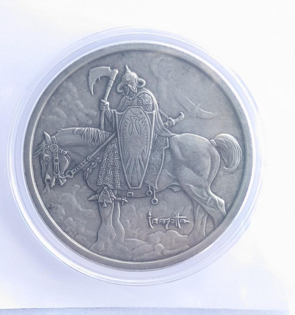 (3) Frank Frazetta Antique Finish "Death Dealer" 1 Ounce .999 Silver Rounds - 10