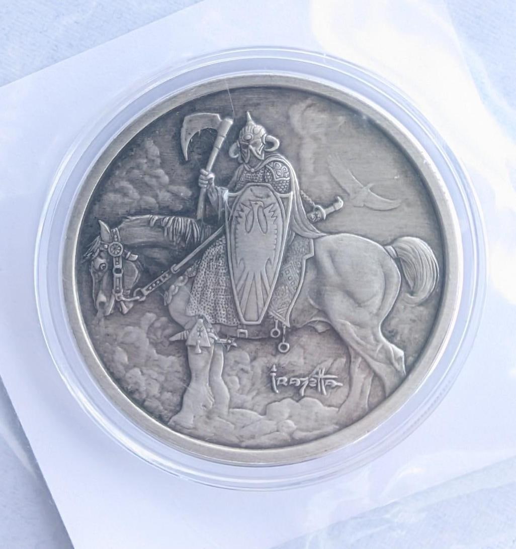 (3) Frank Frazetta Antique Finish "Death Dealer" 1 Ounce .999 Silver Rounds - 8