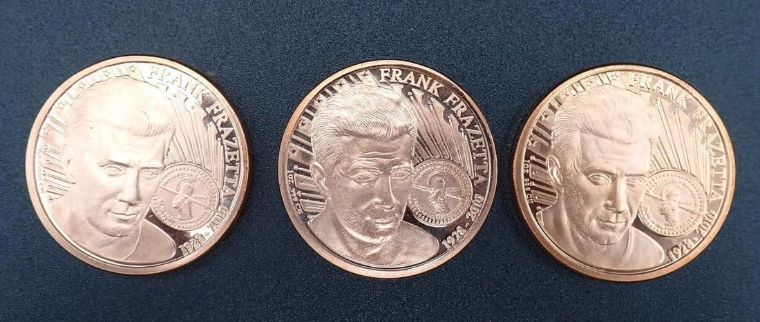 (3) Frank Frazetta 1 Ounce Copper Rounds: (3) Frank Frazetta 1 Ounce Copper Rounds -(1) "Silver Warrior" & (2) "Death Dealer"