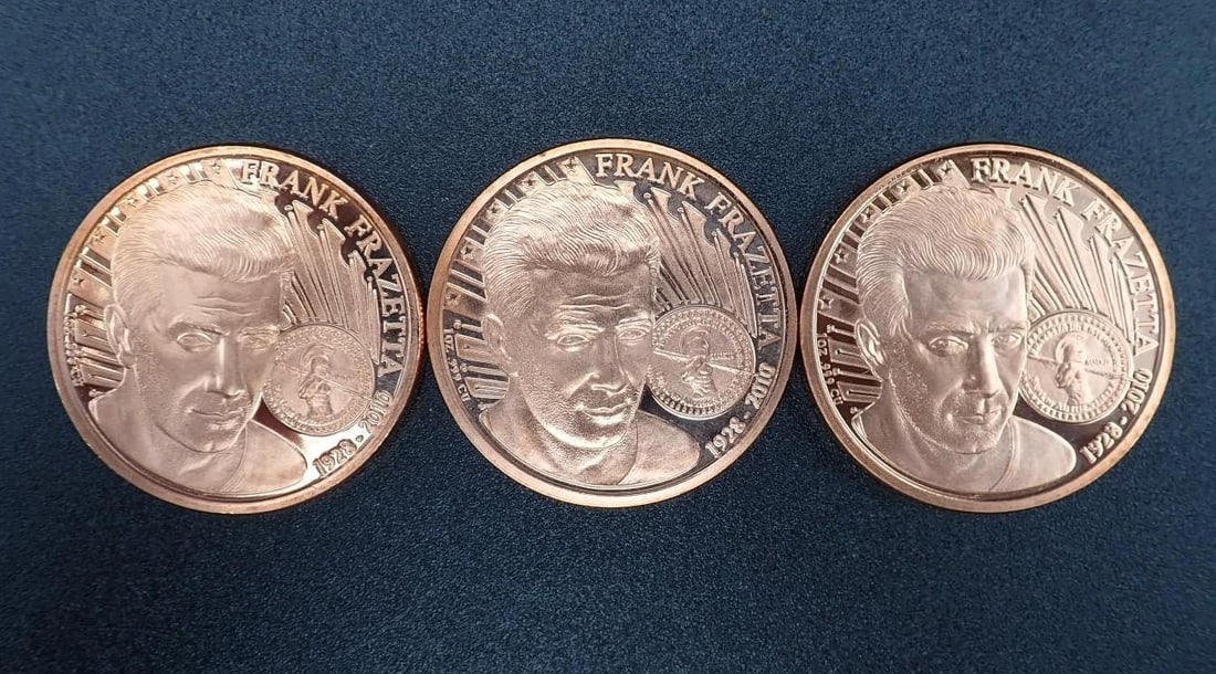 (3) Frank Frazetta 1 Ounce Copper Rounds: (3) Frank Frazetta 1 Ounce Copper Rounds -(1) "Silver Warrior" & (2) "Death Dealer"