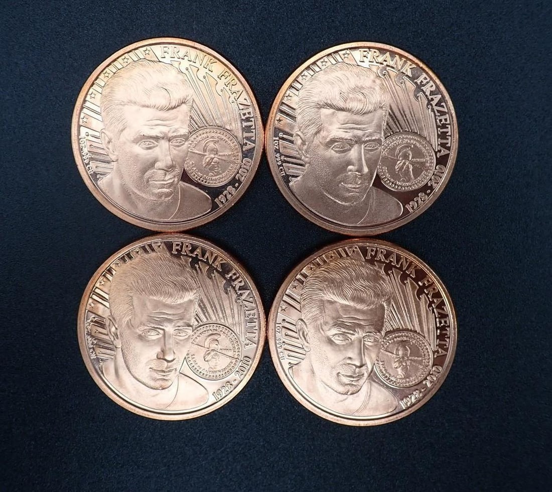 (4) Frank Frazetta "Death Dealer" 1 Ounce Copper Rounds: (4) Frank Frazetta "Death Dealer" 1 Ounce Copper Rounds -