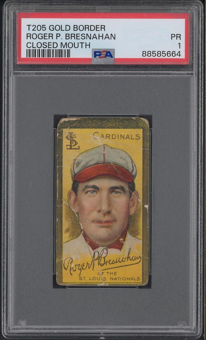 T205 Piedmont Gold Border Roger P. Bresnahan (closed mouth) (1 of 2)