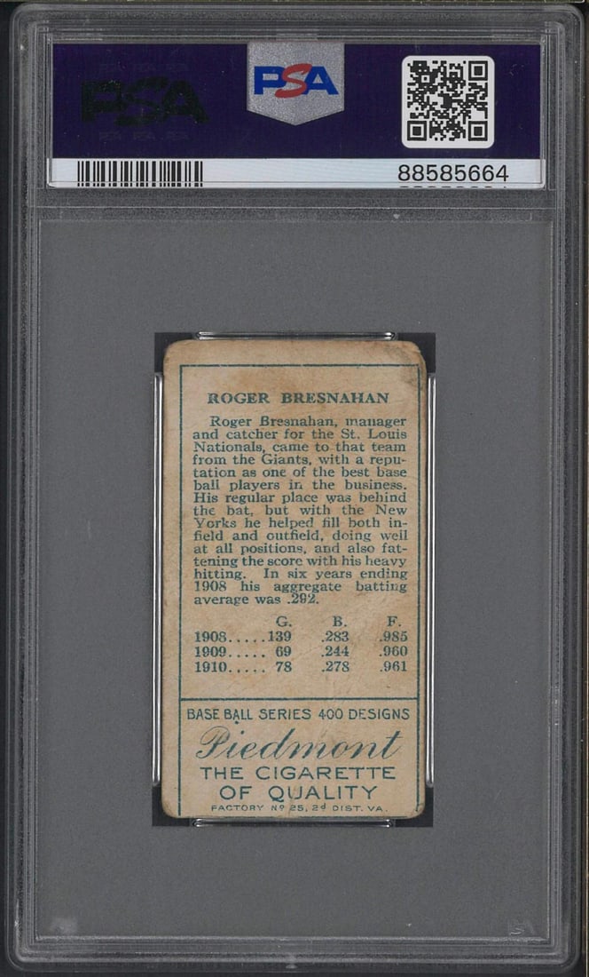 T205 Piedmont Gold Border Roger P. Bresnahan (closed mouth) - 2