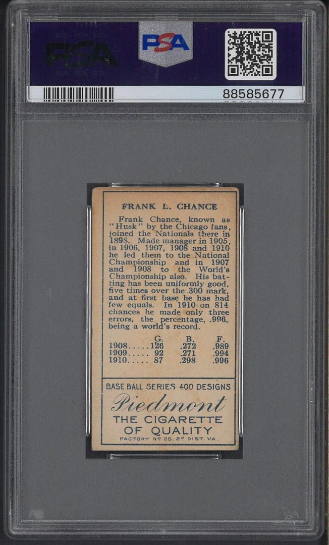 T205 Piedmont Gold Border Frank Chance - 2