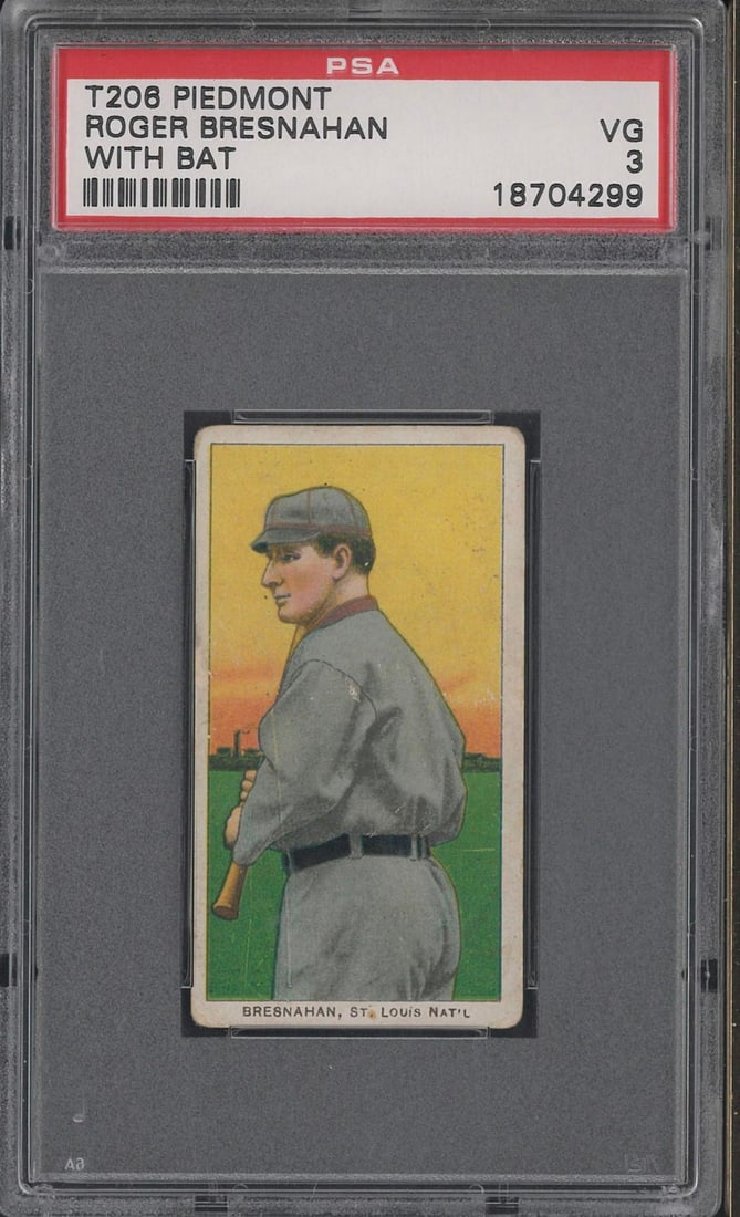 T206 Piedmont Roger Bresnahan (with bat): T206 Piedmont Roger Bresnahan (with bat) -PSA VG 3