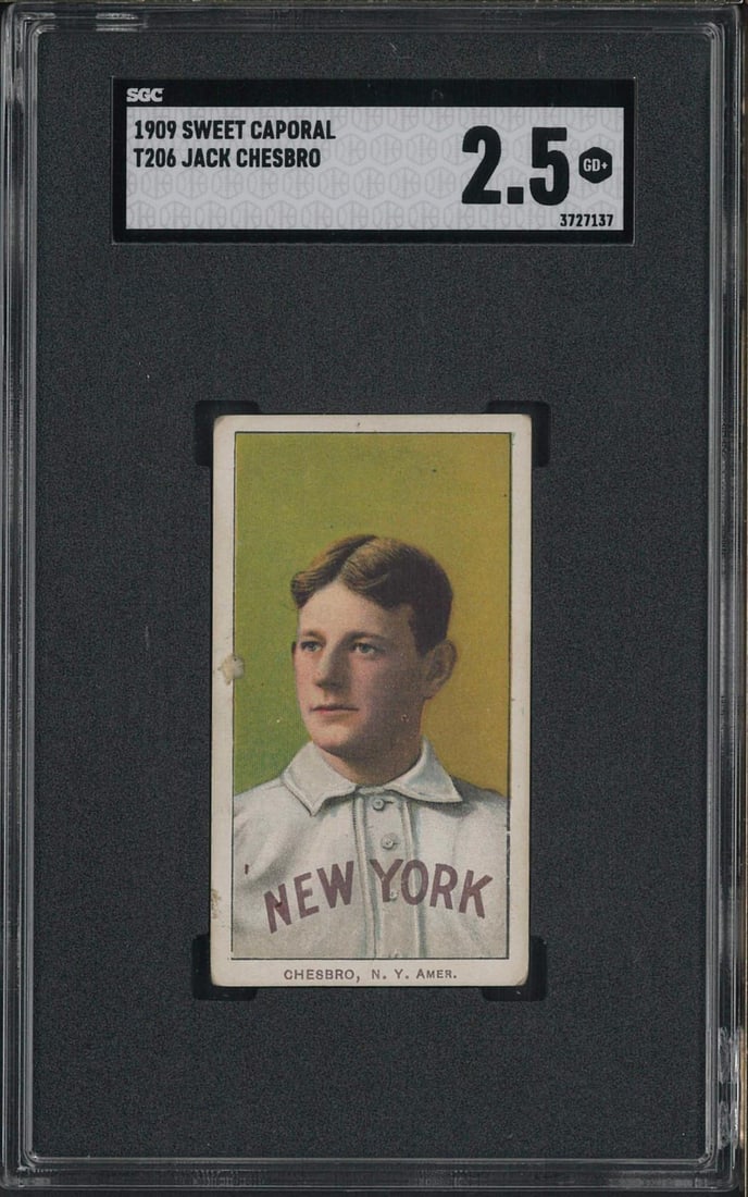 1909 T206 Sweet Caporal Jack Chesbro: 1909 T206 Sweet Caporal Jack Chesbro -SGC GD+ 2.5