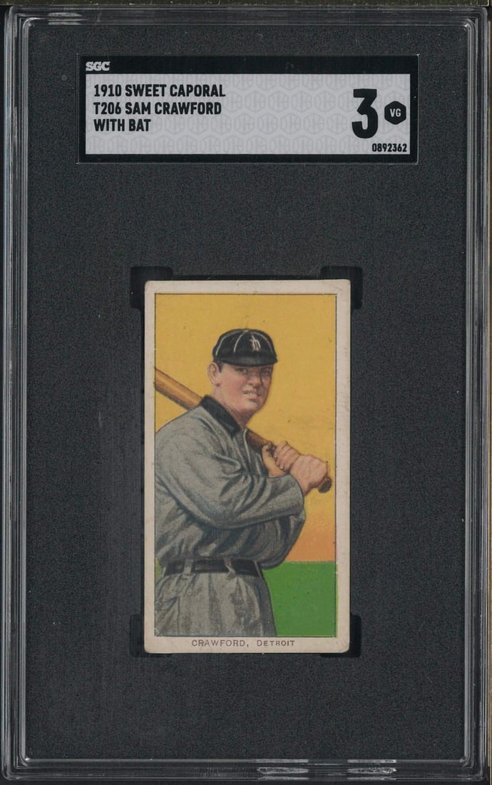 1910 Sweet Caporal Sam Crawford (with bat): 1910 Sweet Caporal Sam Crawford (with bat) -SGC VG 3