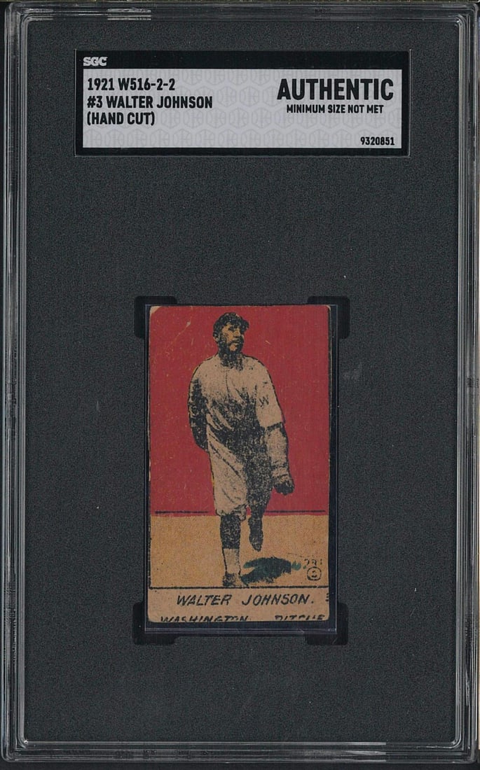1921 W516-2-2 Hand Cut #3 Walter Johnson: 1921 W516-2-2 Hand Cut #3 Walter Johnson -SGC Authentic