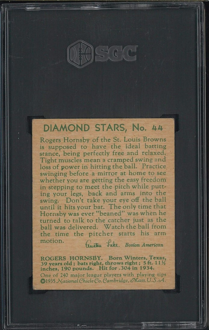 1934-36 Diamond Stars 1935 # 44 Rogers Hornsby - 2