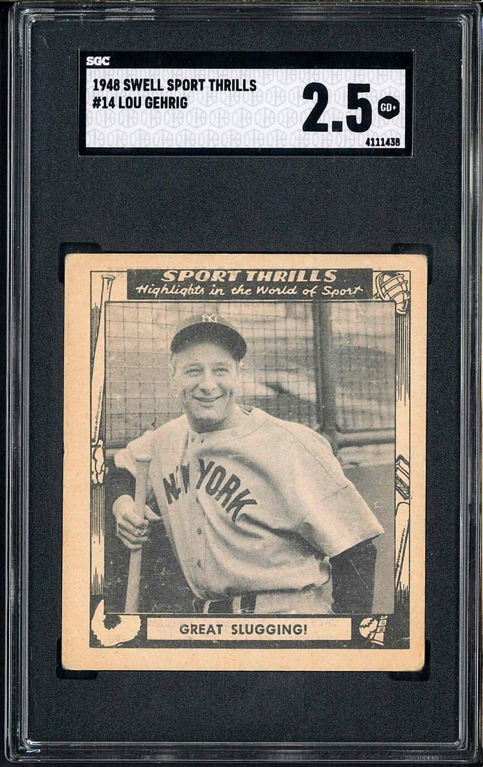 1948 Swell Sport Thrillers #14 Lou Gehrig: 1948 Swell Sport Thrillers #14 Lou Gehrig -SGC GD+ 2.5