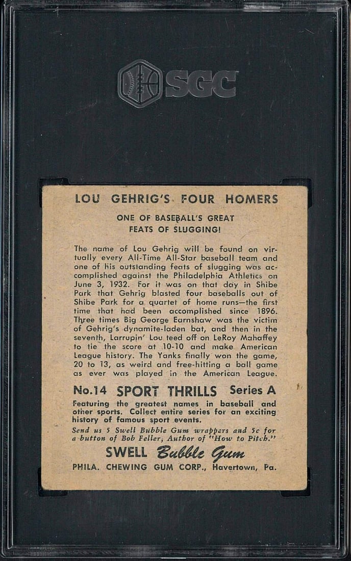 1948 Swell Sport Thrillers #14 Lou Gehrig - 2