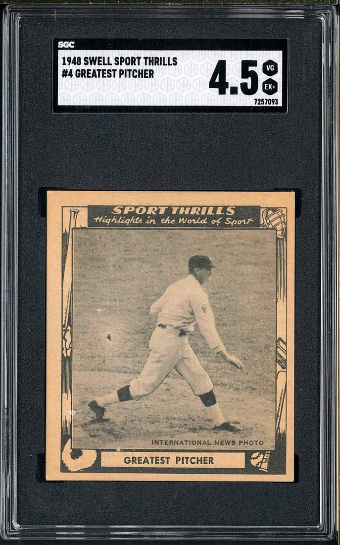 1948 Swell Sport Thrillers #4 Greatest Pitcher: 1948 Swell Sport Thrillers #4 Greatest Pitcher -SGC VG-EX+ 4.5