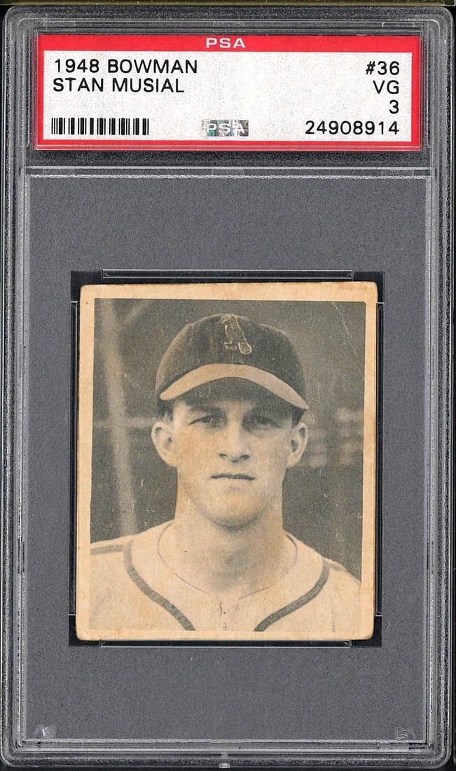 1948 Bowman #36 Stan Musial: 1948 Bowman #36 Stan Musial -PSA VG 3