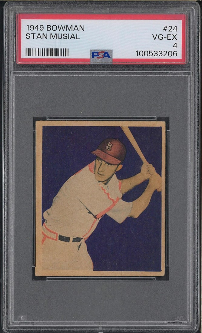 1949 Bowman #24 Stan Musial: 1949 Bowman #24 Stan Musial -PSA VG-EX 4