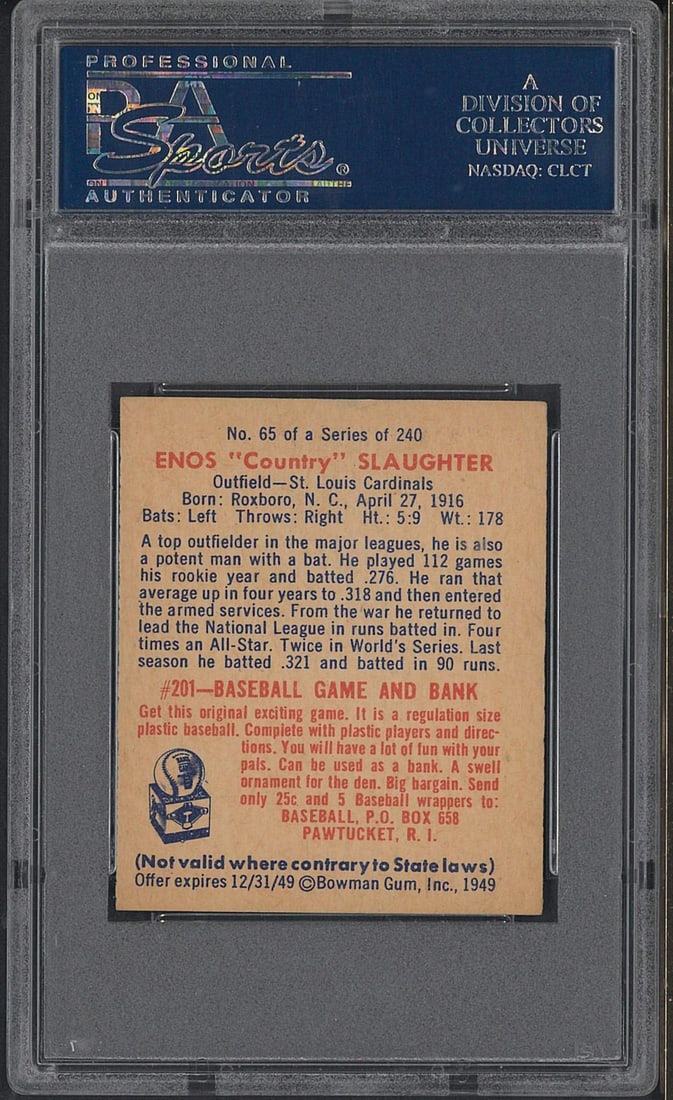 1949 Bowman #65 Enos Slaughter - 2